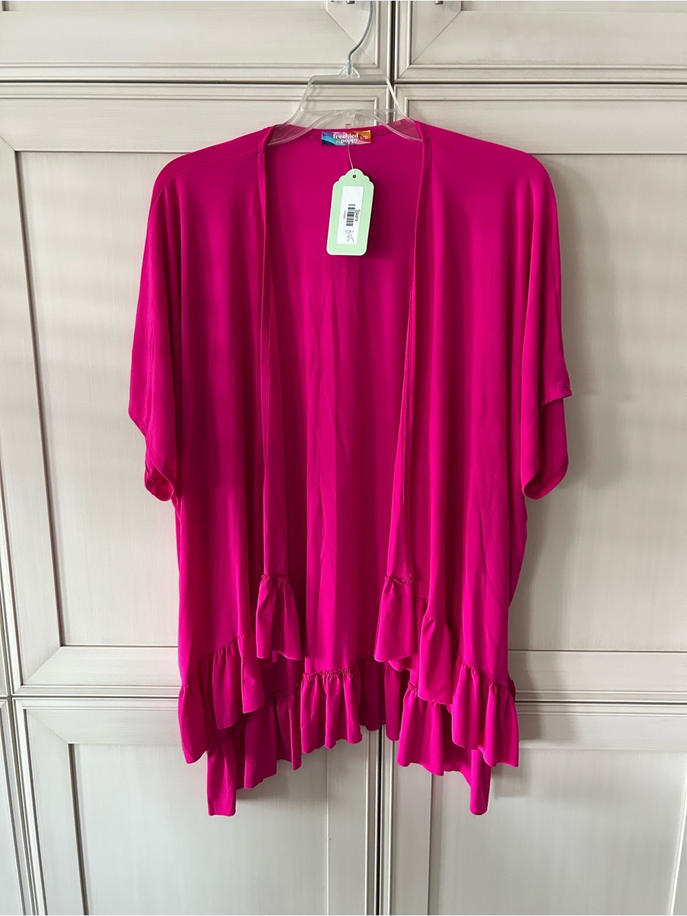 Bright Pink Ruffle Hem Kimono